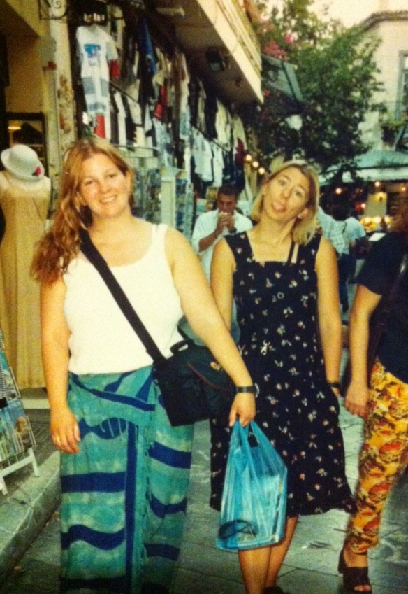 That's us strolling around Athens, Greece in 2000.